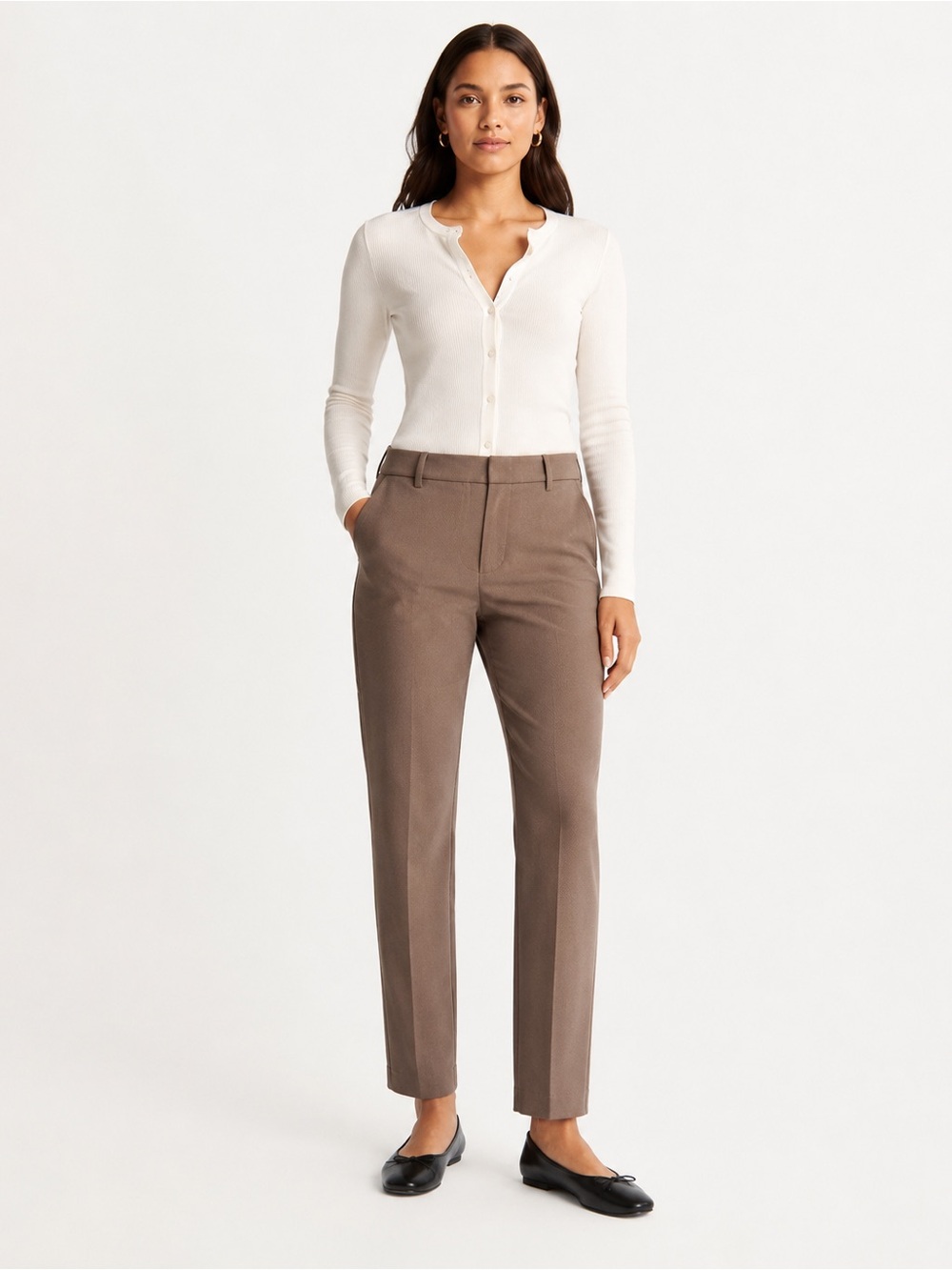 Abercrombie & Fitch Tailored Ankle Trouser Pants Taupe Brown Size 28 6 Short
